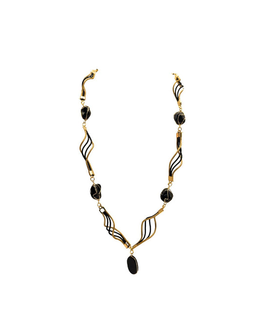 Golden Grass Elegance Waves Necklace with Coconut