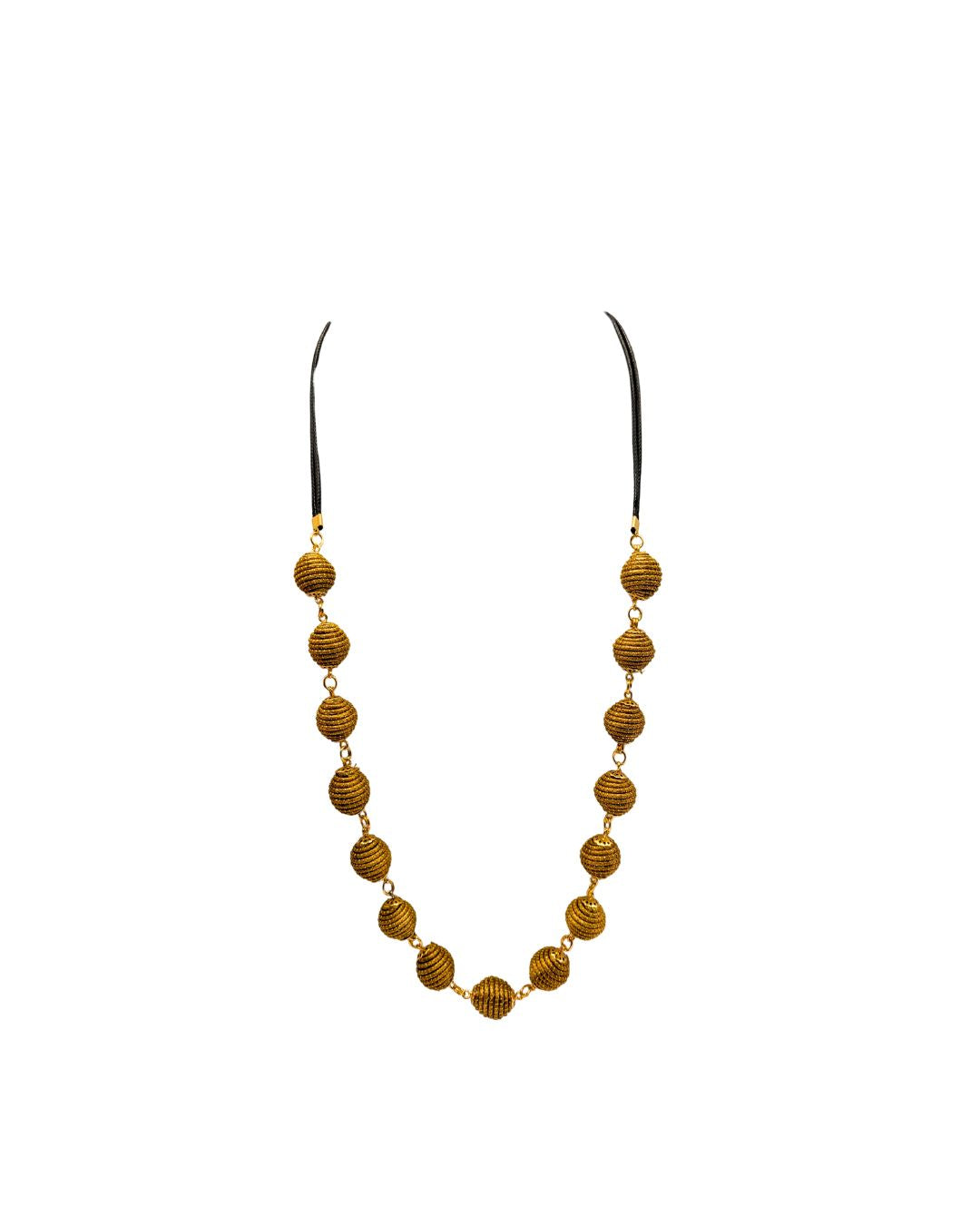 Golden Grass Necklace with Golden Spheres