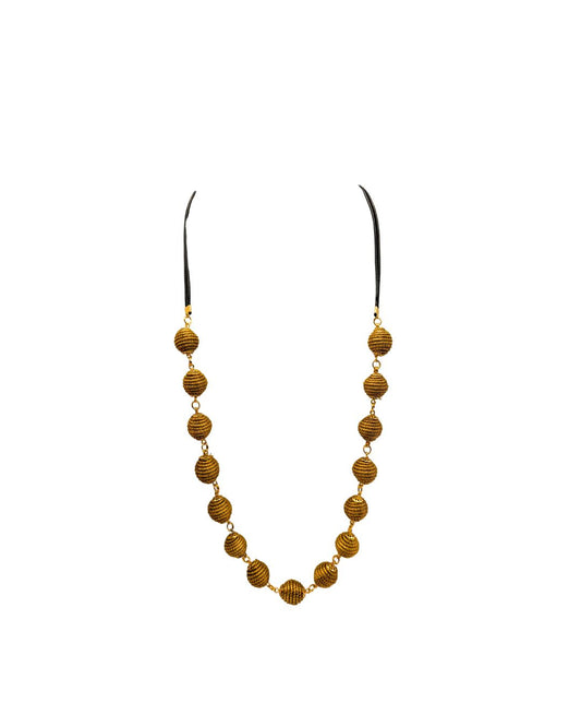 Golden Grass Necklace with Golden Spheres