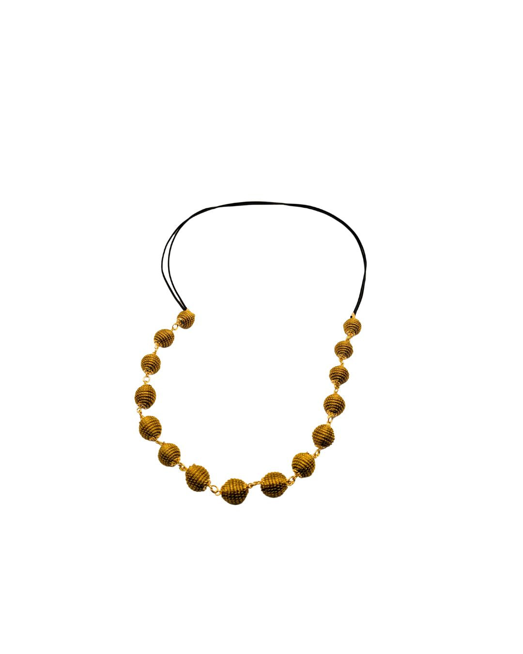 Golden Grass Necklace with Golden Spheres