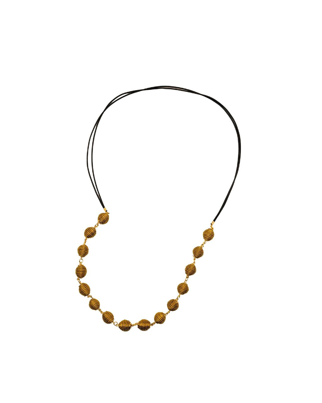 Golden Grass Necklace with Golden Spheres