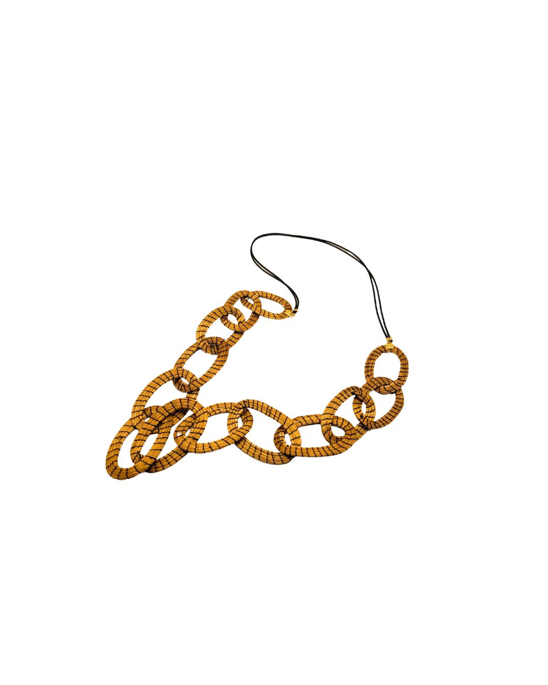 Golden Grass Necklace with Large Interwoven Links