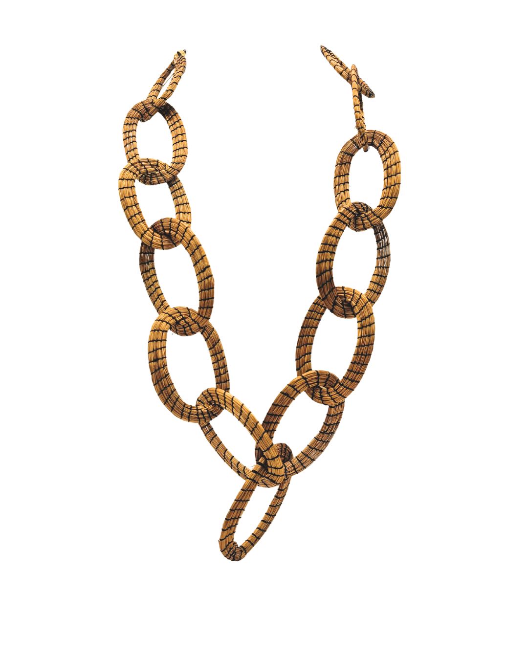 Golden Grass Necklace with Large Interwoven Links