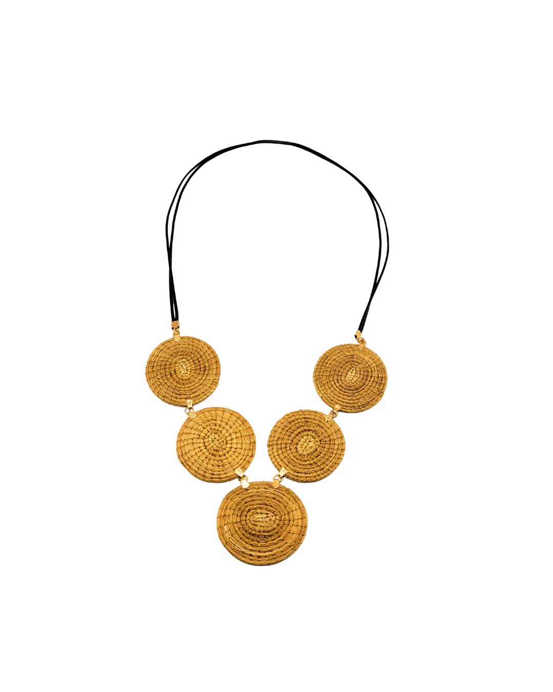 Golden Grass Necklace with Large Circles