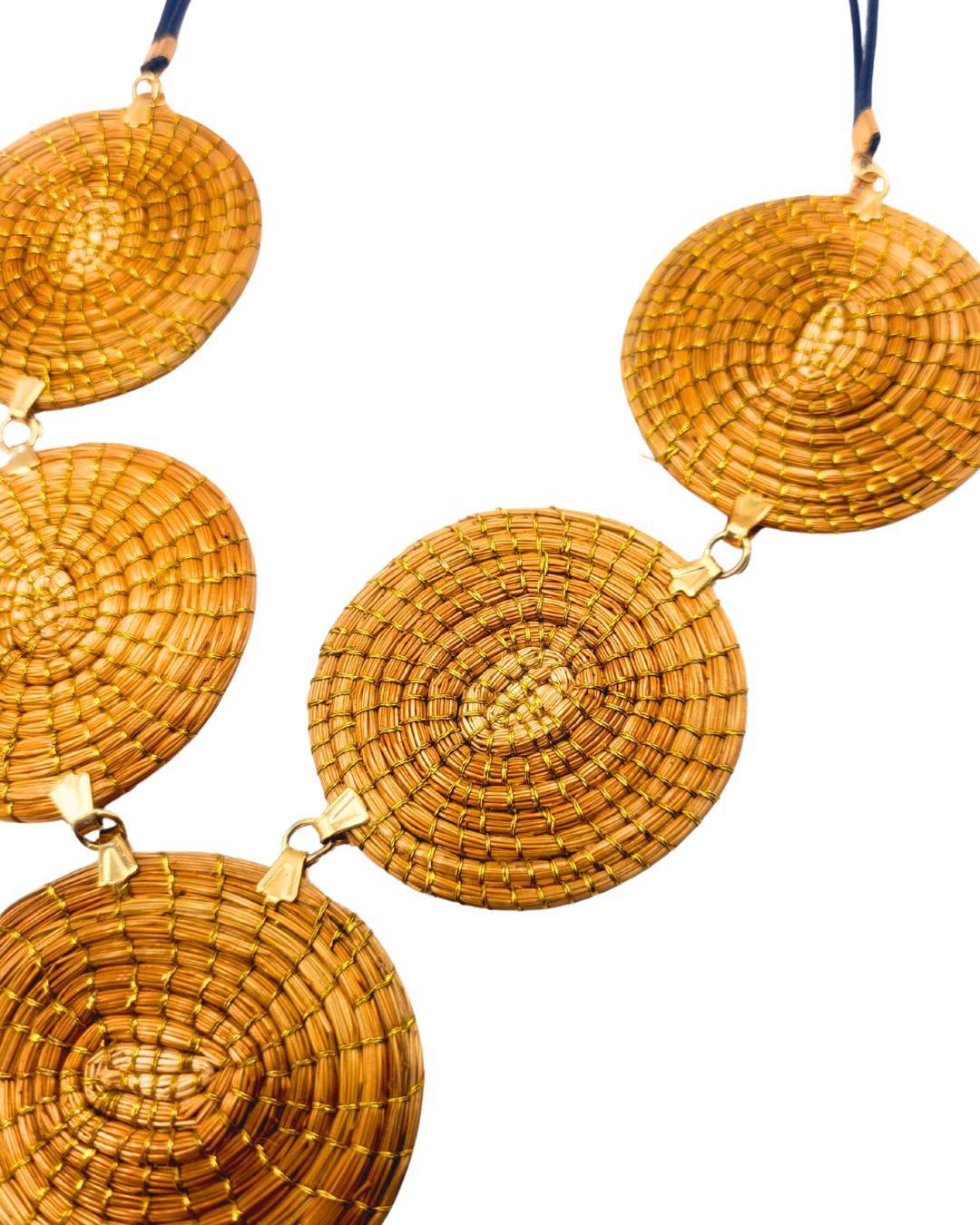 Golden Grass Necklace with Large Circles