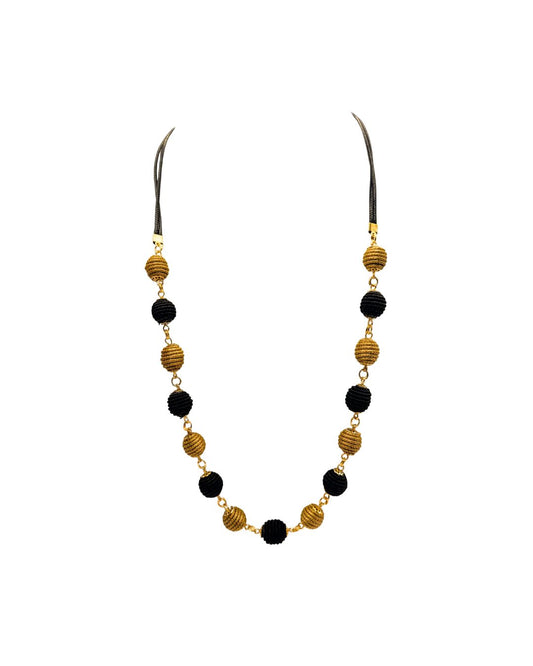 Golden Grass Necklace with Golden and Black Balls