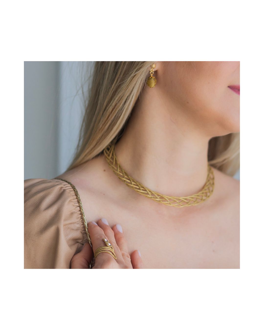 Golden Grass Braided Necklace