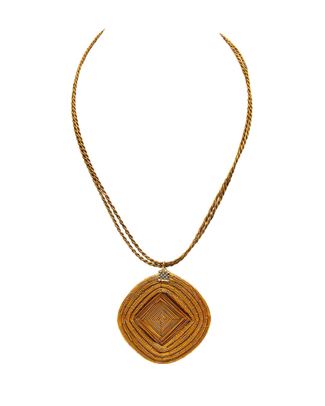 Golden Geometric Mandala Necklace