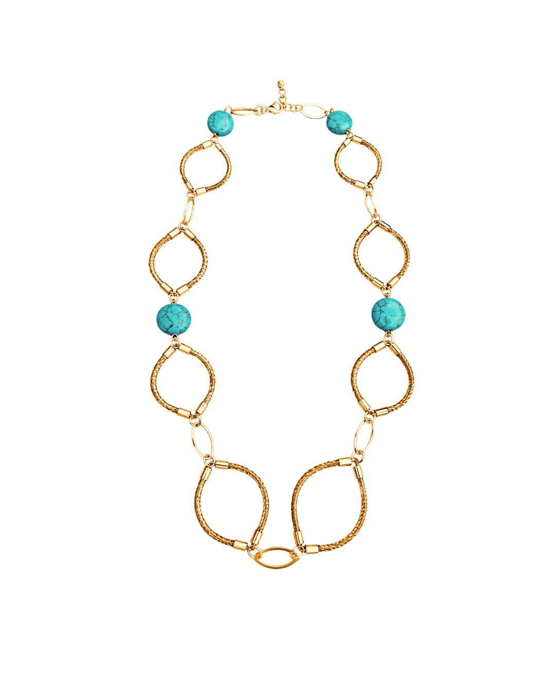 Turquoise Geometric Golden Grass Necklace