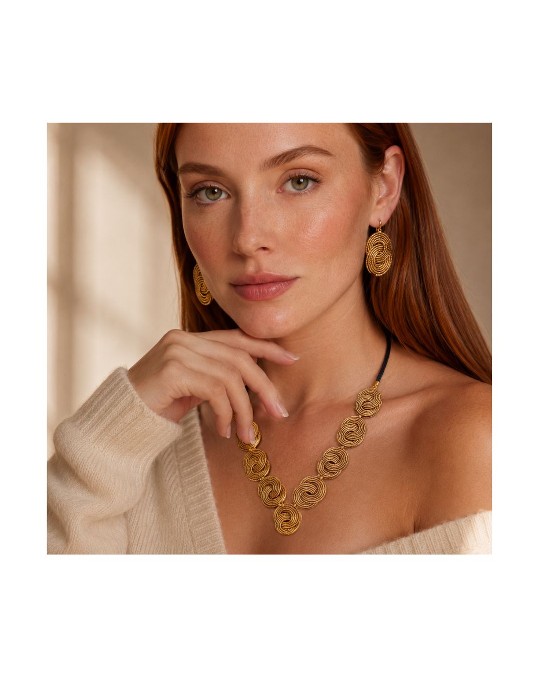 Golden Grass Harmony Spiral Necklace