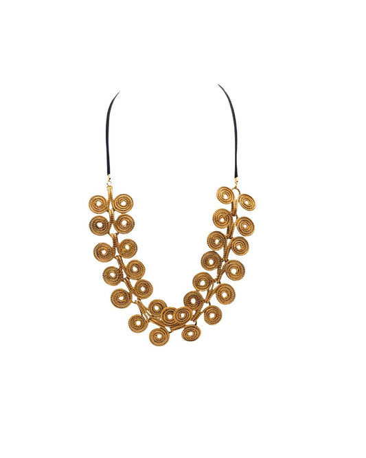 Golden Grass Necklace with Intercalated Circles