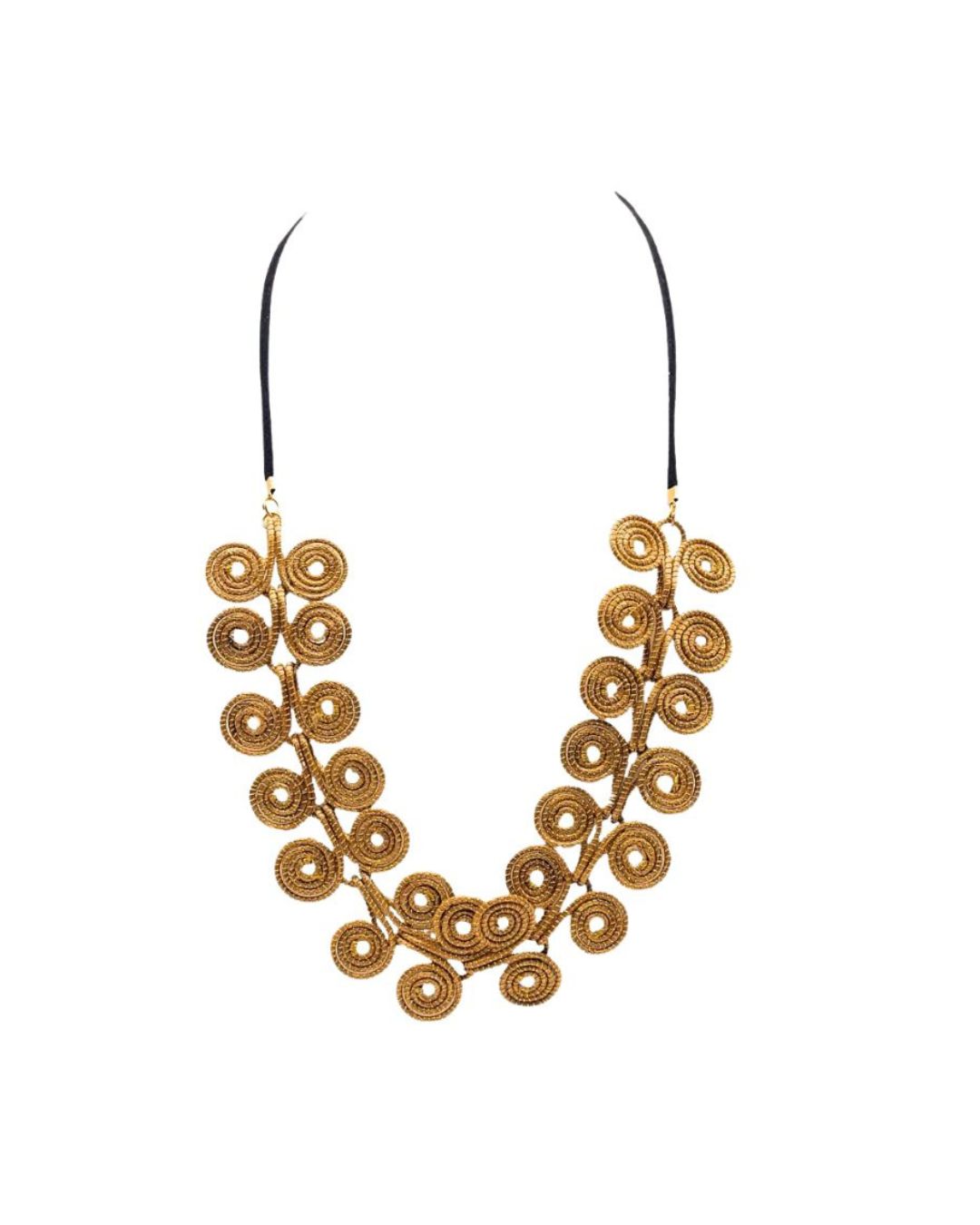 Golden Grass Spiral Cascade Necklace