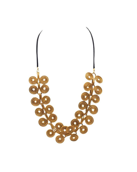 Golden Grass Spiral Cascade Necklace
