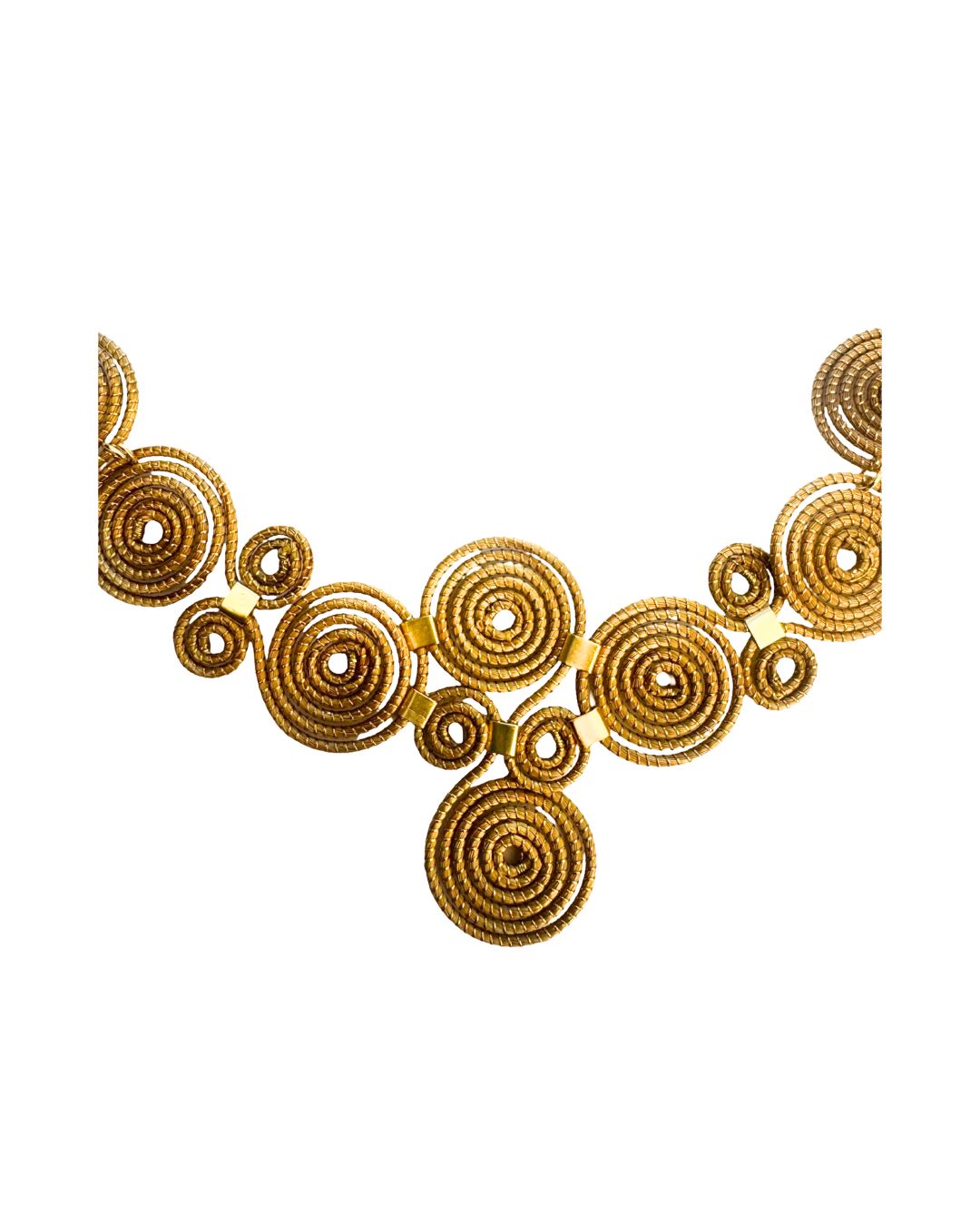 Golden Grass Necklace with Interwoven Circles