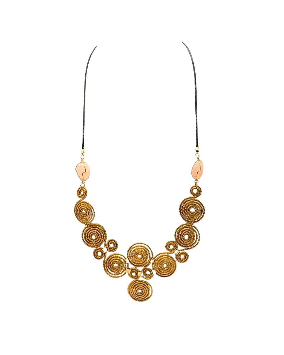 Majestic Spiral Golden Grass Necklace