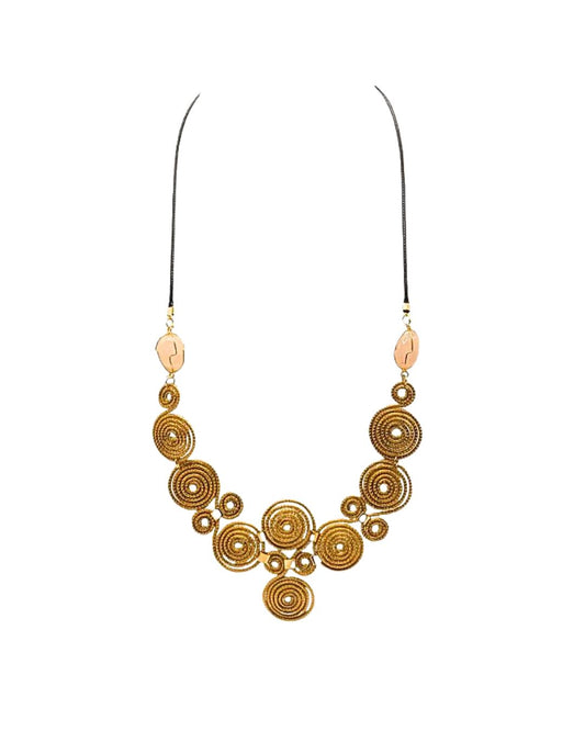 Majestic Spiral Golden Grass Necklace