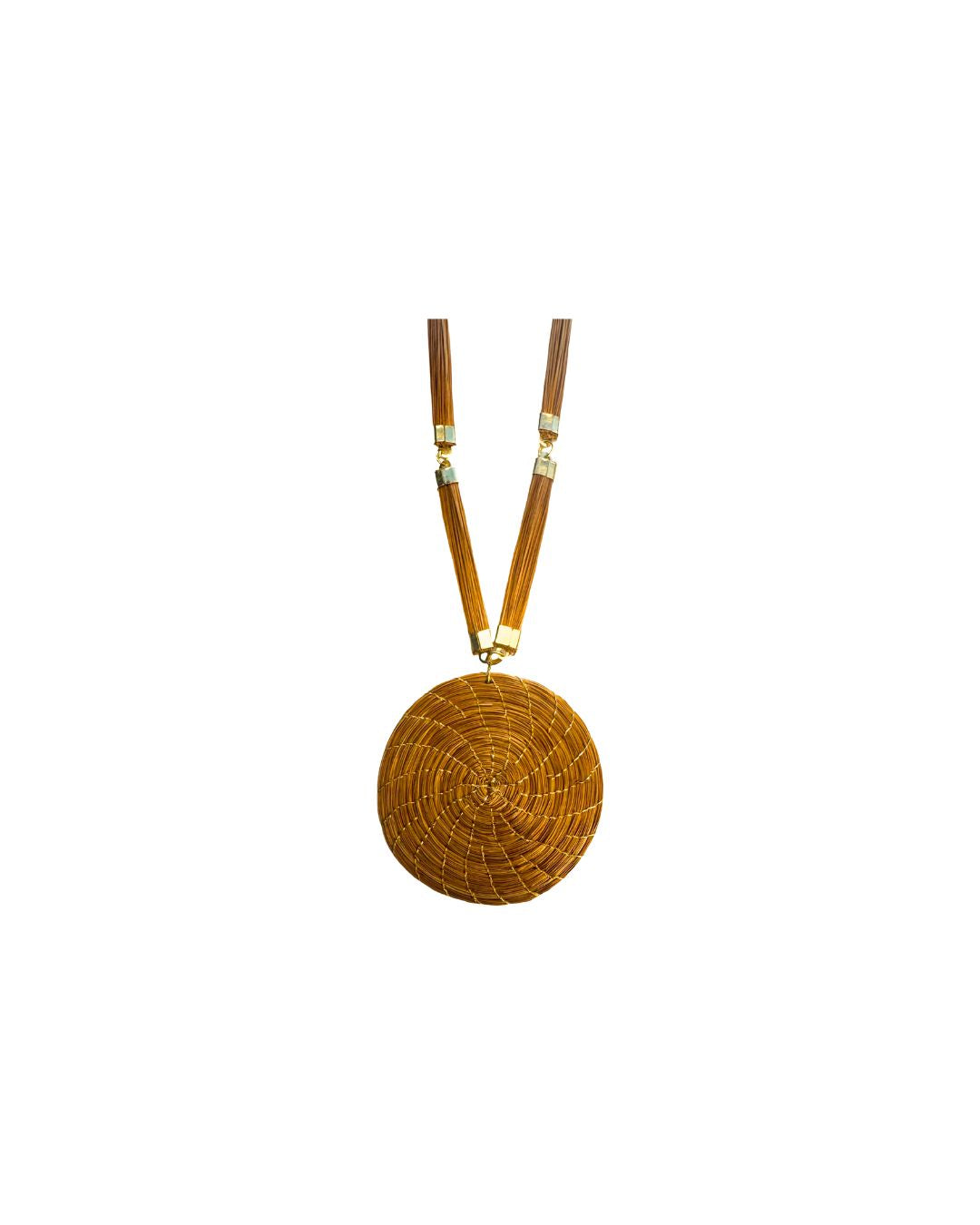 Golden Grass Necklace with Spiral Pendant