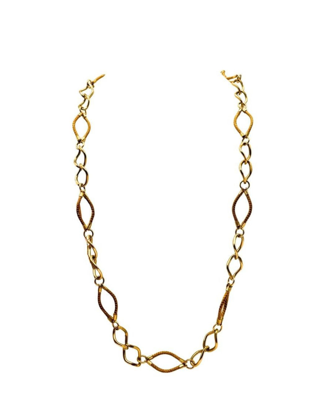 Golden Grass Necklace with Golden Links
