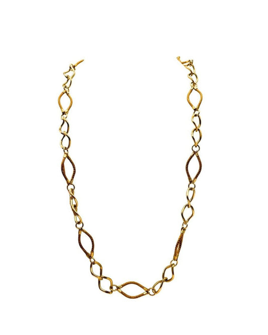 Golden Grass Necklace with Golden Links