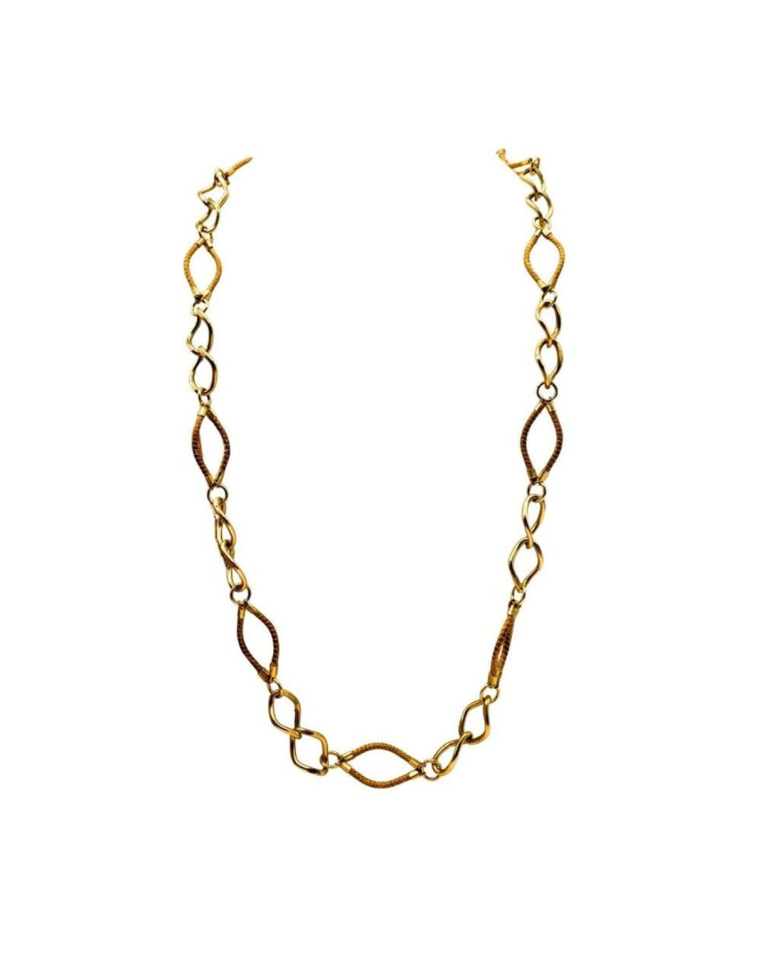 Golden Grass Necklace with Golden Links