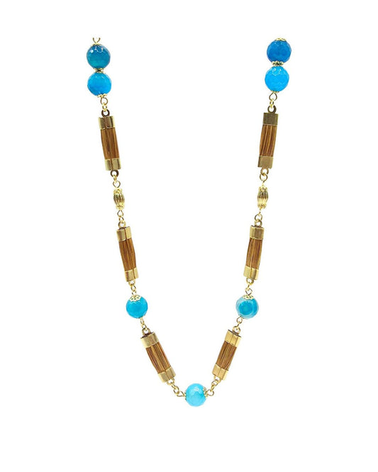 Turquoise Breeze Golden Grass Necklace