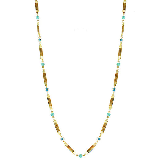 Golden Grass Necklace with Stones and Golden Details