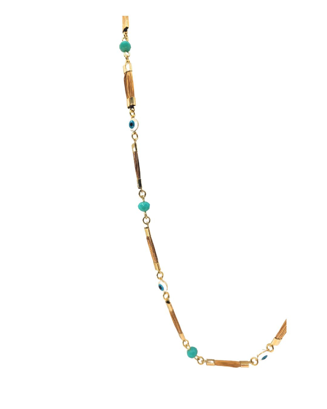 Golden Grass Necklace with Stones and Golden Details