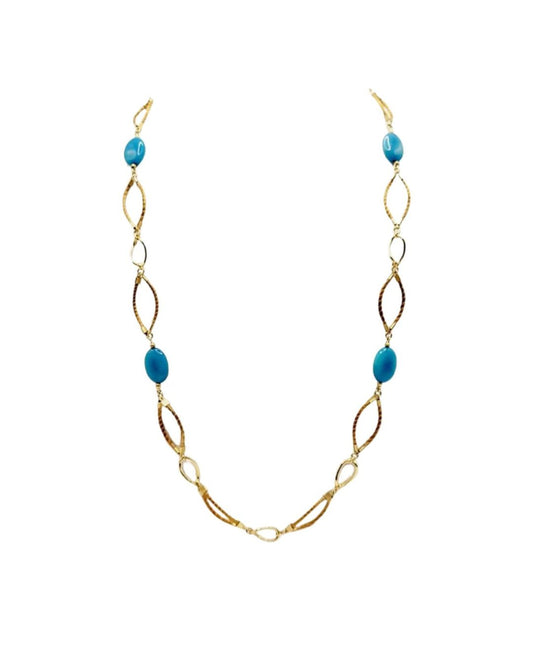 Golden Grass Necklace with Stones