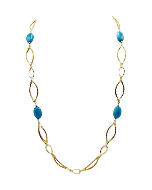 Golden Grass Necklace with Stones