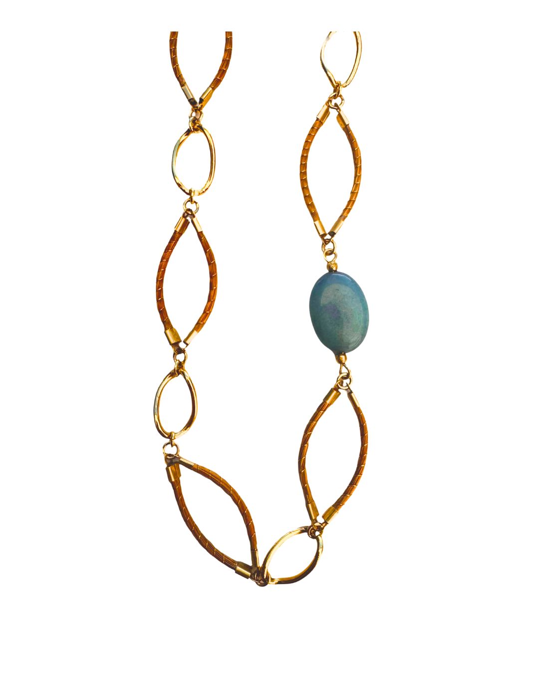 Golden Grass Necklace with Stones
