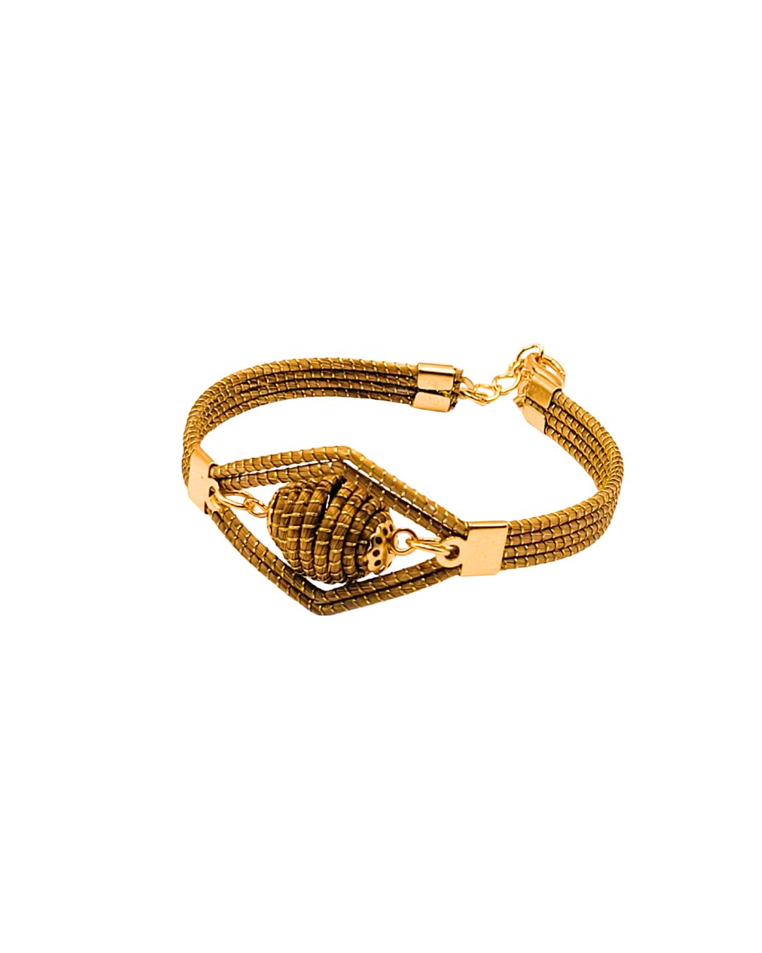 Golden Grass Bracelet with Geometric Detail