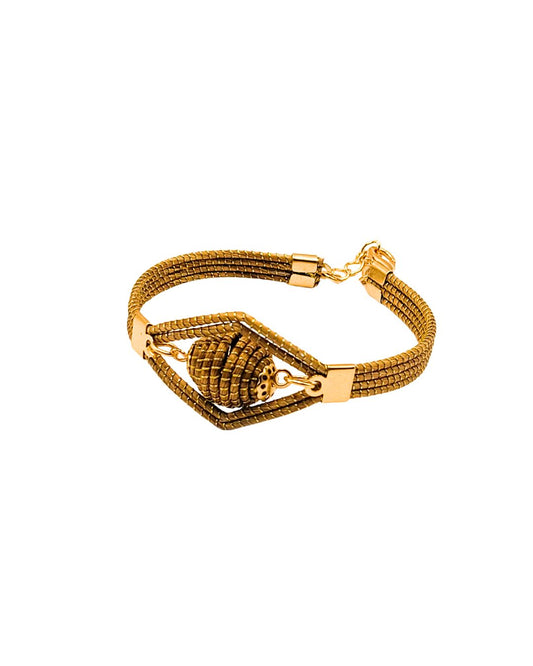Golden Grass Bracelet with Geometric Detail