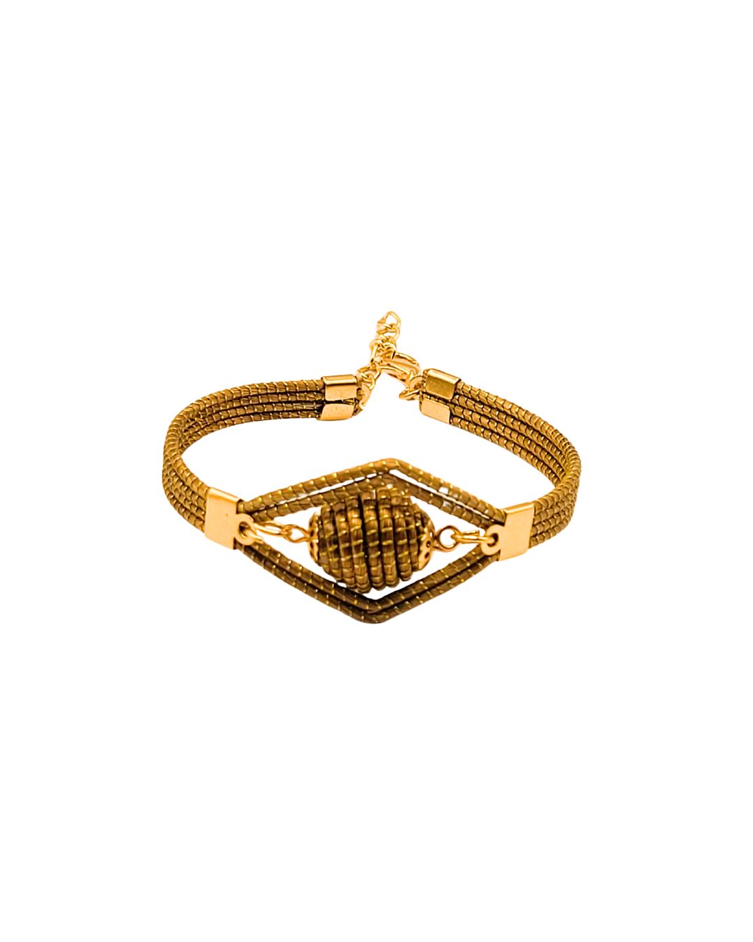 Golden Grass Bracelet with Geometric Detail