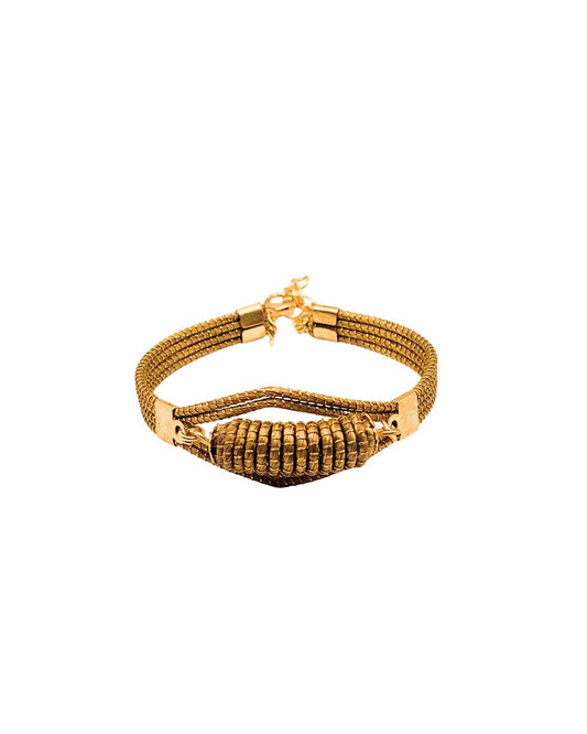 Braided Golden Grass Bracelet with Golden Details
