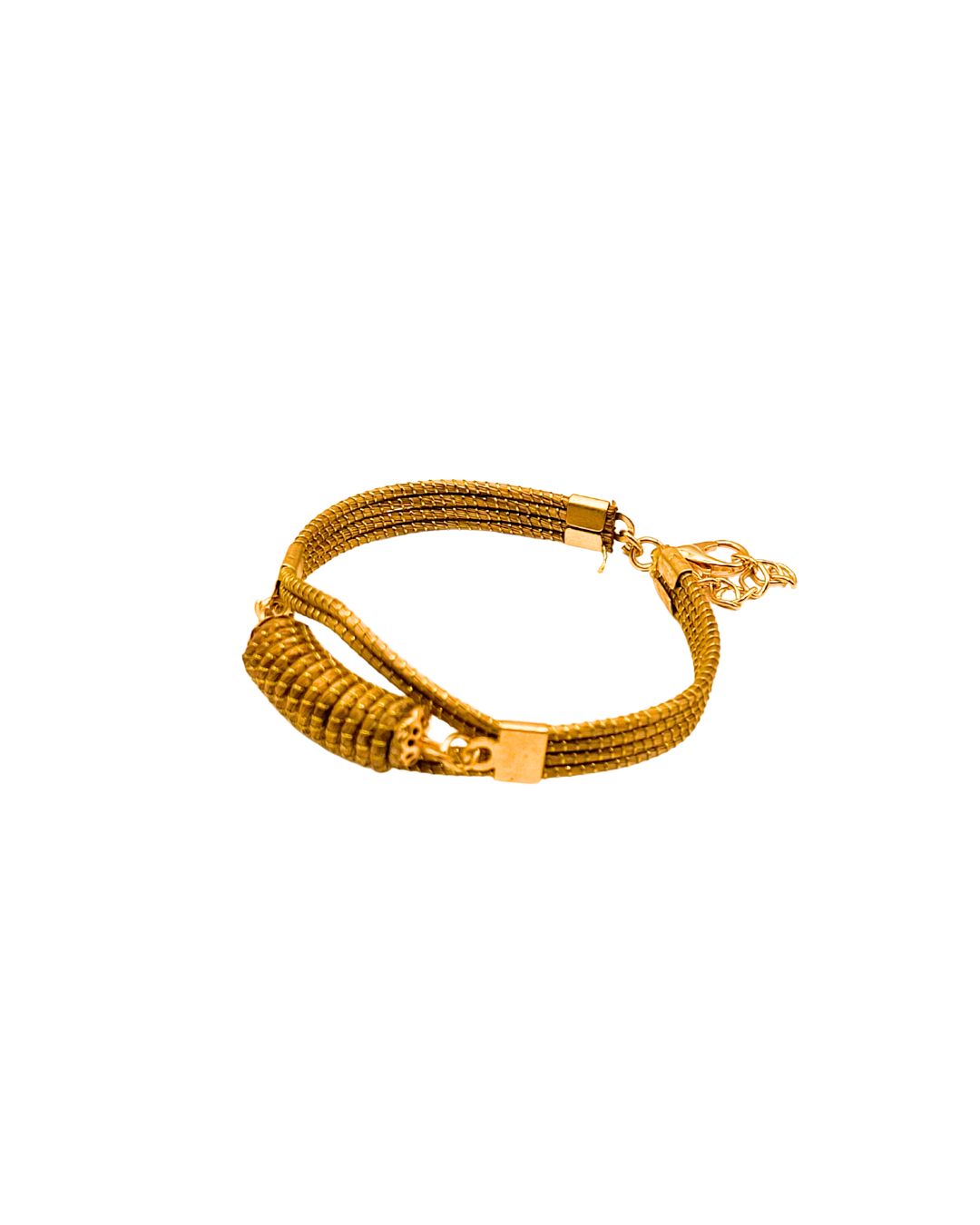 Braided Golden Grass Bracelet with Golden Details