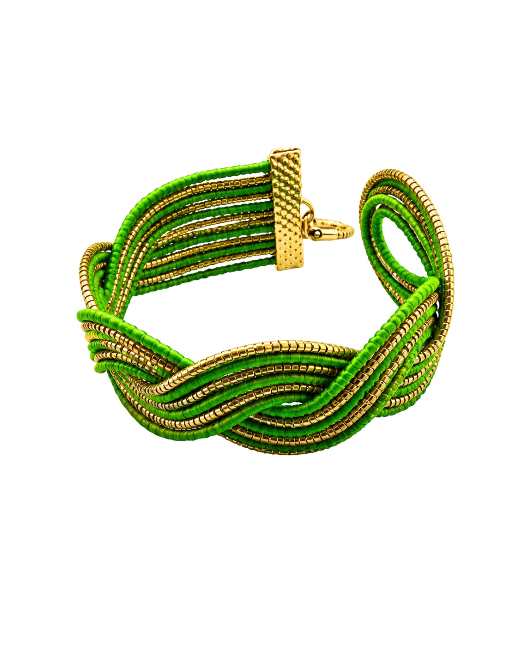Golden Grass Braided Striped Bracelet