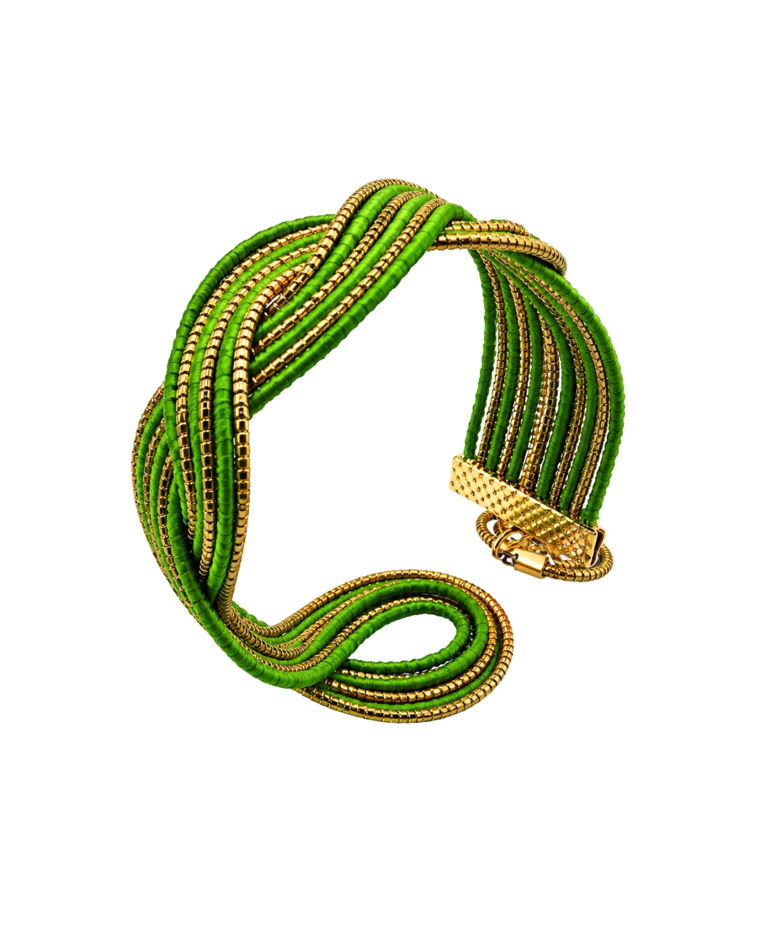 Golden Grass Braided Striped Bracelet