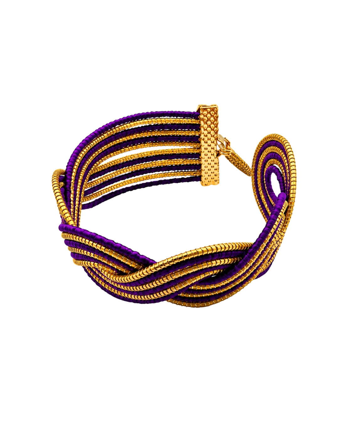 Golden Grass Braided Striped Bracelet