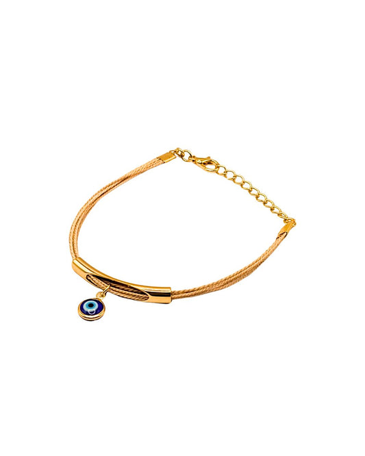 Golden Grass Bracelet with Evil Eye