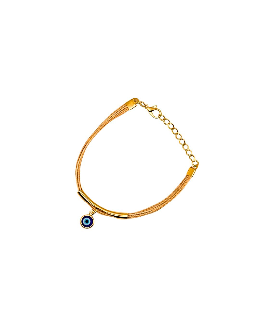 Golden Grass Bracelet with Evil Eye