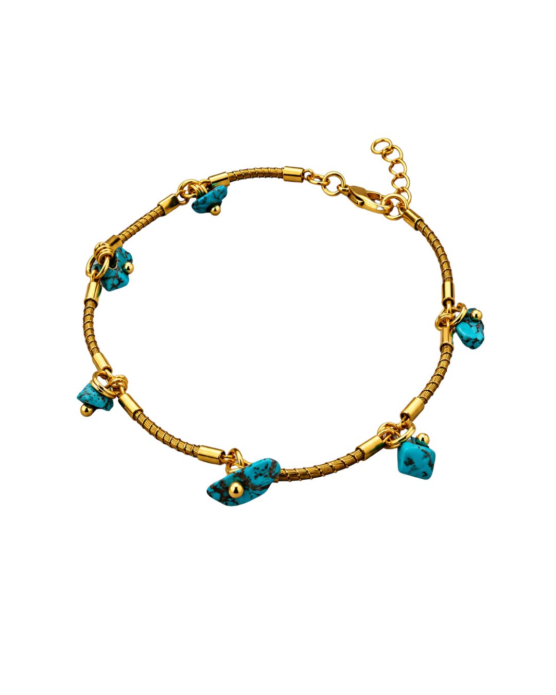 Turquoise Charm Golden Grass Bracelet