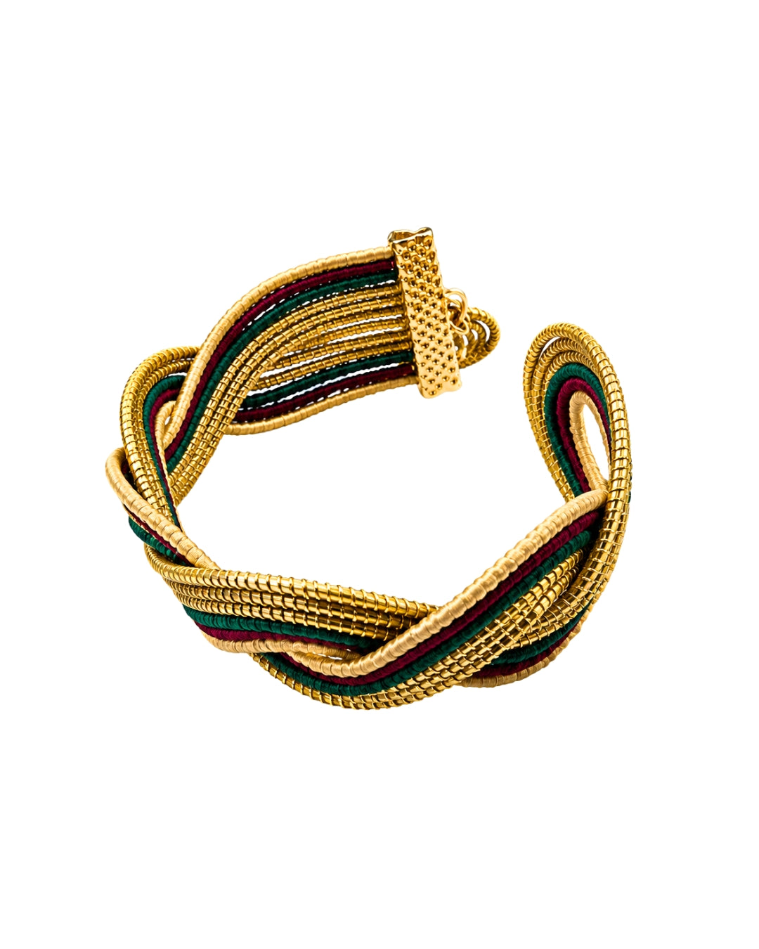 Multicolor Charm Golden Grass Cuff Bracelet