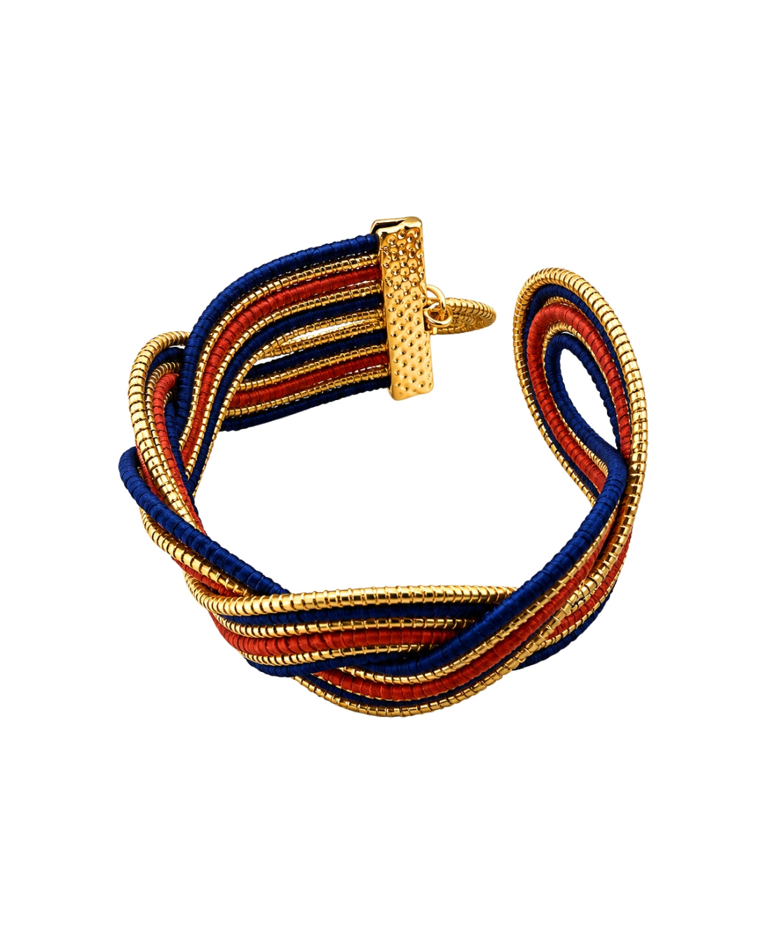 Blue & Terracotta Harmony Golden Grass Cuff Bracelet