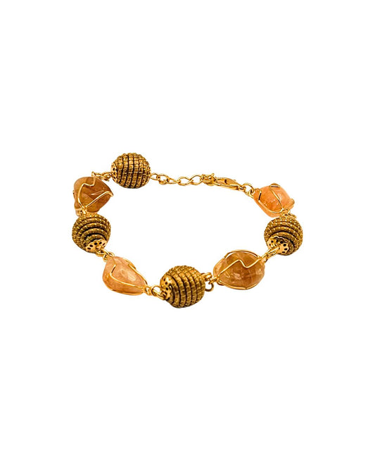 Golden Grass Bracelet with Stones