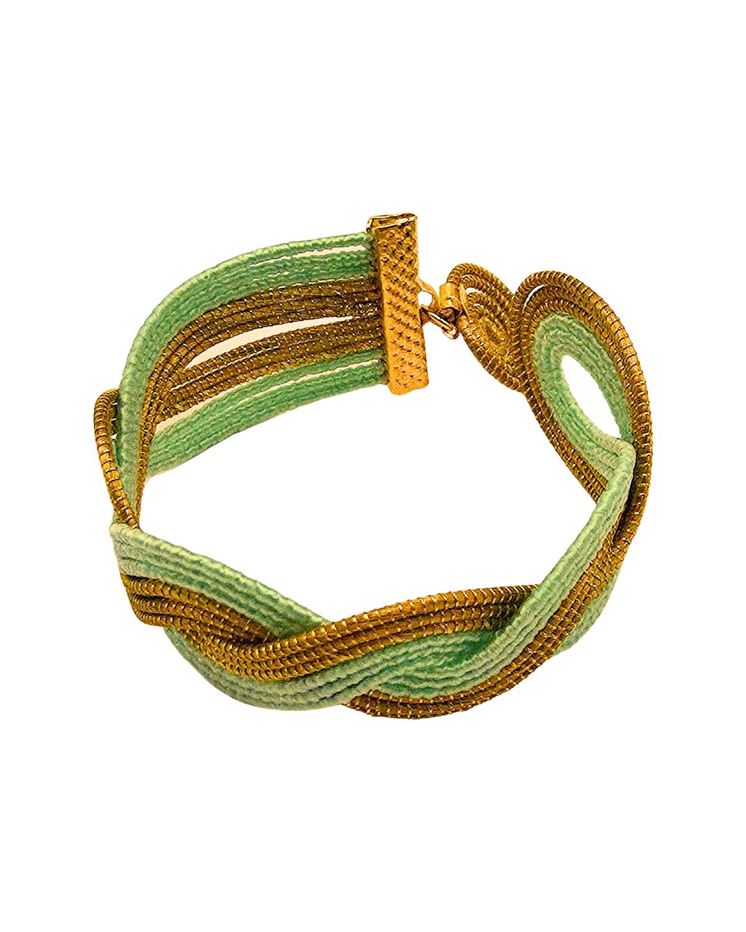 Golden Grass Braided Bracelet with Gold Details