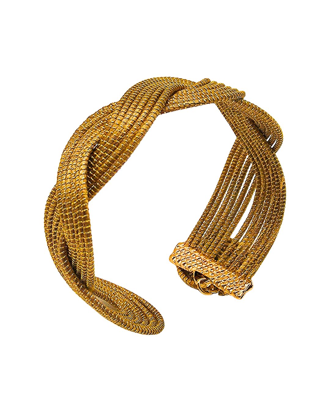 Golden Grass Braided Bracelet with Gold Details