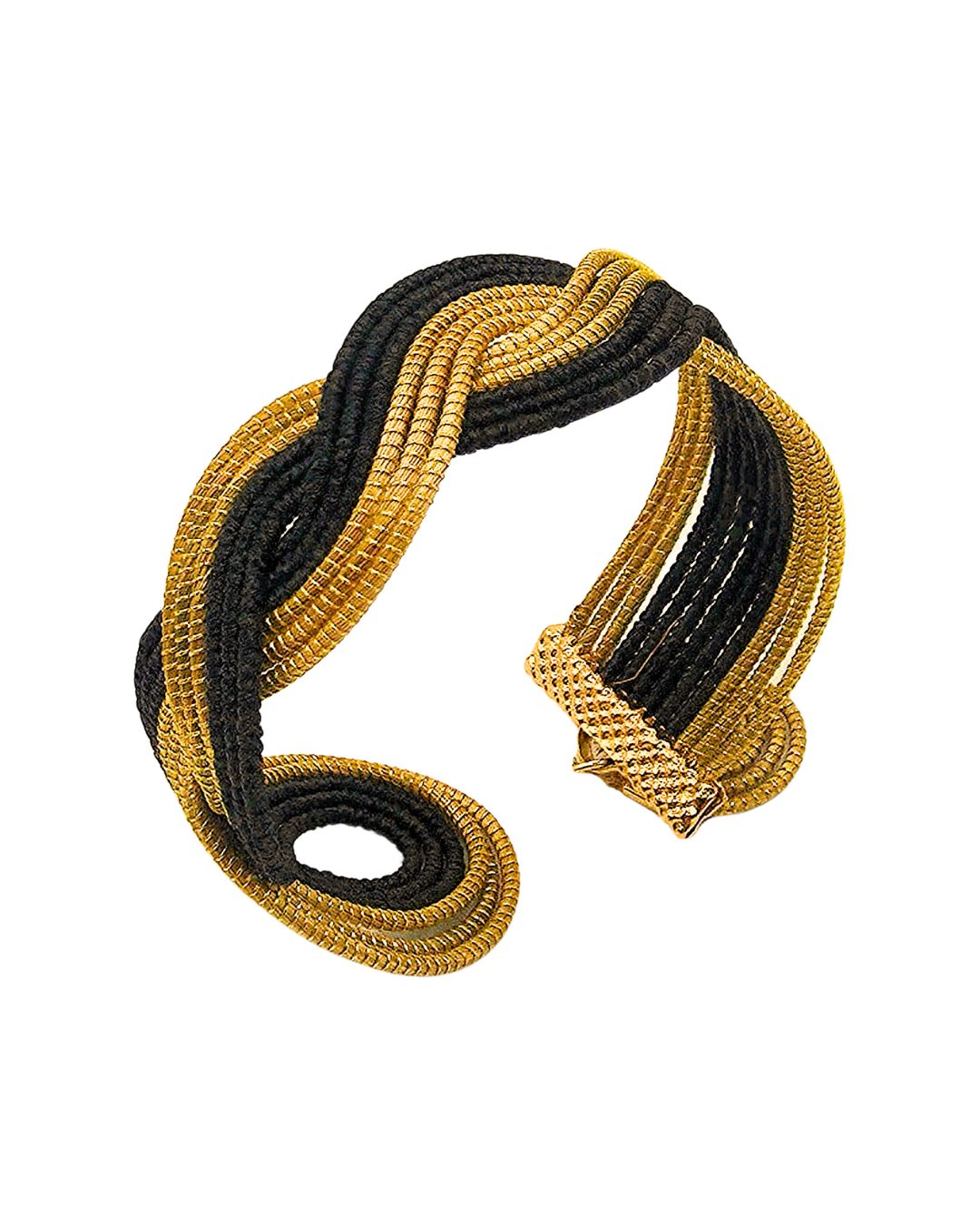 Golden Grass Braided Bracelet with Gold Details