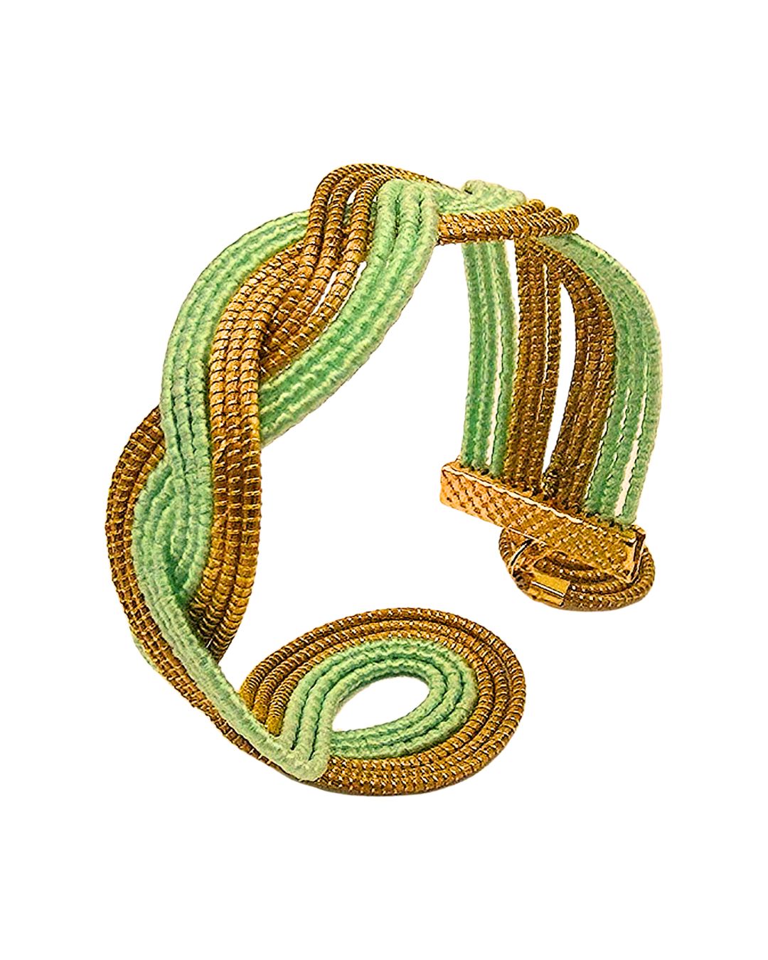 Golden Grass Braided Bracelet with Gold Details